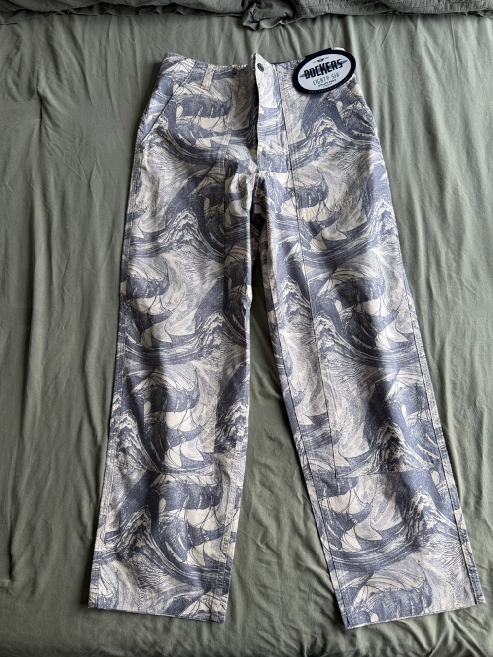 Dockers Marble-Print Straight Leg Pants in Gray & Cream